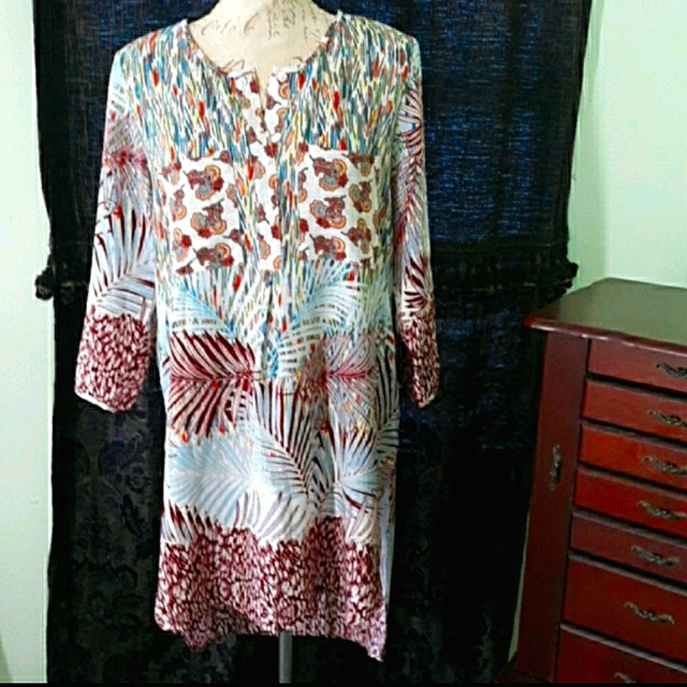 Fig & Flower Tunic Top Palooza Festival Sz M Top